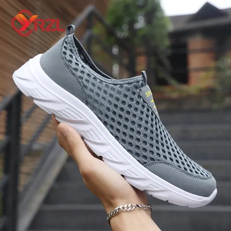 Sapatos de malha respirável masculino deslizamento em tênis casuais masculinos antiderrapantes sapatos de caminhada ao ar livre para homem