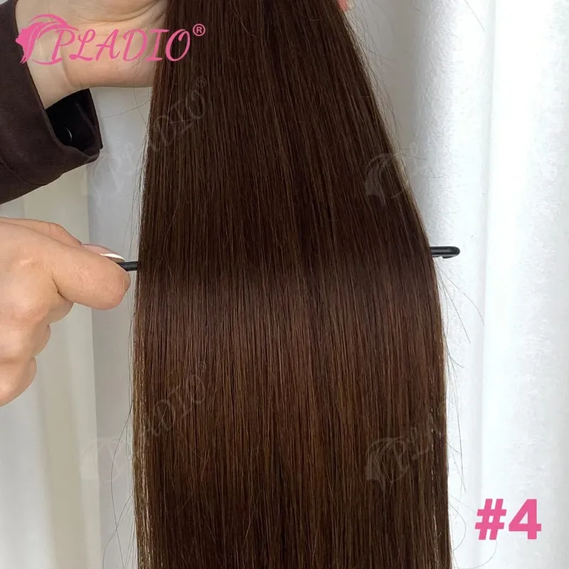 20 40 60 pezzi Nastro nelle estensioni dei capelli 100% capelli umani lisci 14-22 pollici Colore n. 4 Aggiungi volume Estendi la lunghezza per le donne