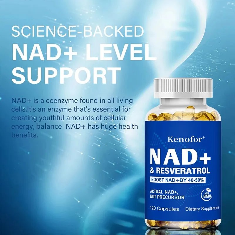 Kenofor NAD+ Supplements with Resveratrol - Anti-Aging Supports Natural Energy - Improve The Immune System Veggie Capsuels