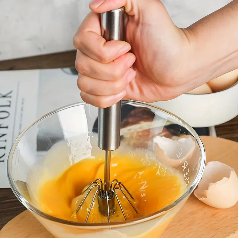 Stainless steel semi-automatic egg beater rotating cream egg mixer household manual egg beater baking tool Battery-Free — image 5