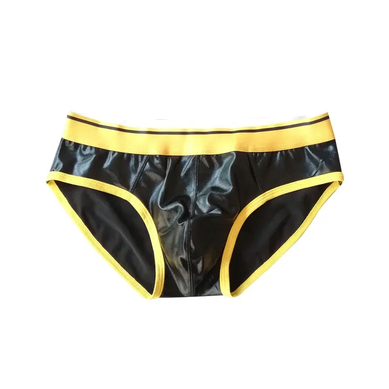 Sexy Men's Underwear Patent Leather Shinning Briefs Jockstrap Stretch Sissy Pouch Underwear Briefs Male Fashion Comforty