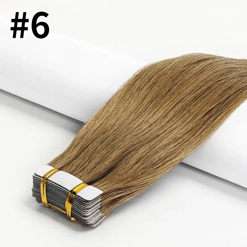 Tape In Hair Extensions Remy Human Hair 20pcs Straight Seamless Skin Weft Tape Hair Extensions Natural Black Hair For Women — image 13