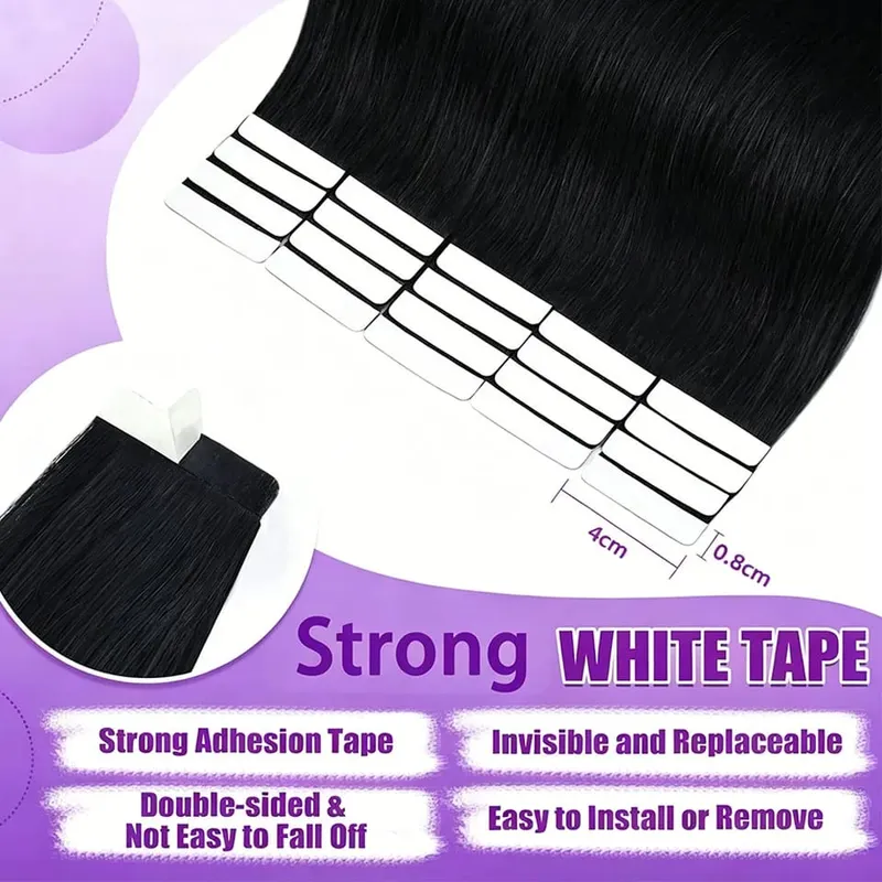 Tape in Hair Extensions Straight Remy Human Hair Seamless Invisible Skin Weft Remy Double Sided Adhesive Vietnamese Human Hair 50g/pack 16-26 inches