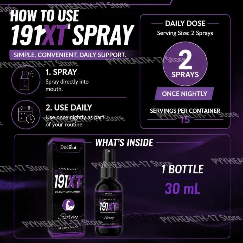 191XT muskelspray med vitamin B3 L-arginin og Tribulus terrestris ekstrakt for muskelstøtte udholdenhed 30 ML — image 6