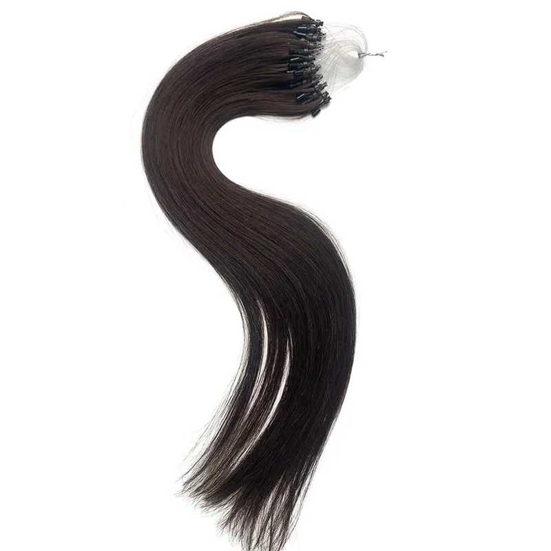 Remy Human Hair Extensions 14-24 Inch Micro Loop Ring Attachment Micro Bead Natural Looking DIY Hair Extension