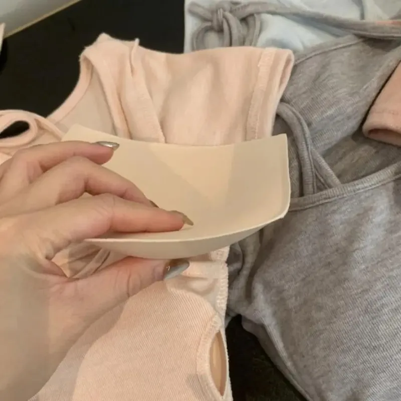 Fashion with Chest Pad Camis Tank Tops Integrated Top Versatile Slim Vest Elastic Warm Undershirt Women Clothes — image 6