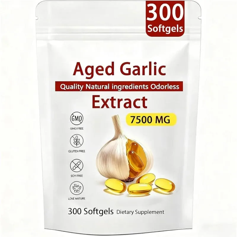 Aged Garlic Extract Softgels Odorless Immune Balance Support Antioxidant-Rich Daily Formula 7500 Mg Heart Vitality 300 Softgels