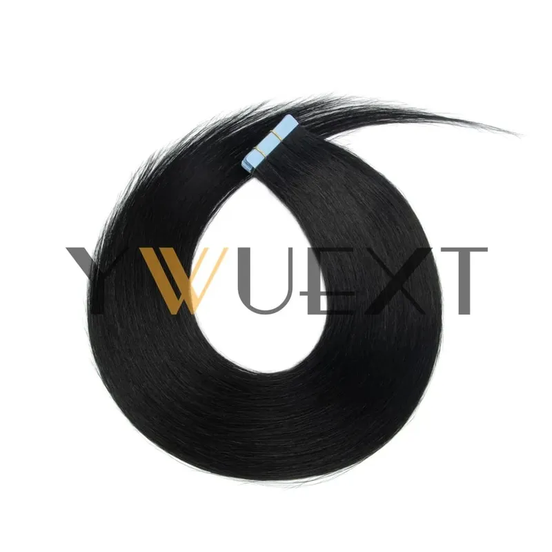Tape in Human Hair Extensions 12-20 Inches Seamless PU Skin Weft Tape Hair Natural Straight 20pcs/pack 30G Tape Glue