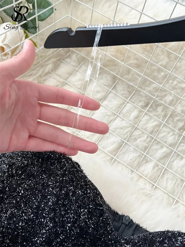 High Quality Cake Dress Fashion Strap Sequin Pachwork Mesh Design Women Temperament Sleeveless Autumn Shiny Long Dress