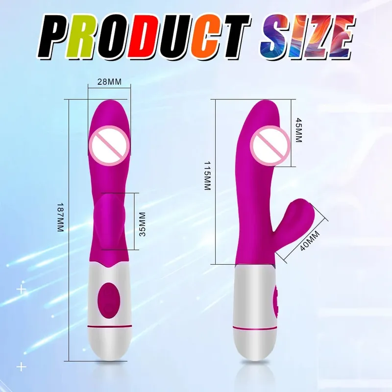 Realistic Rabbit Dildo Dual Vibrator G-Spot Clitoral Stimulation Massager Powerful Vibrating Vagina Masturbator Women's Sex Toy