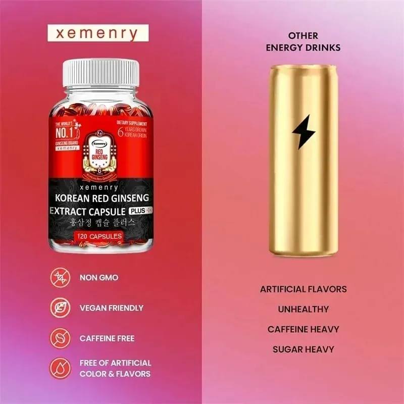 Korean Red Ginseng Supplement - Supports Overall Health Boosts Energy Production Relieves Stress and Strengthens ImmunitySupp