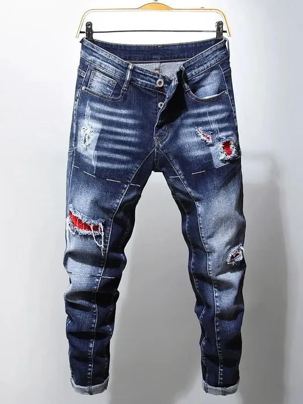 NEW Fashionable Men Jeans Business Fashion Straight Regular Blue Stretch Denim Trousers Classic Men Plus Size Stretch jeans