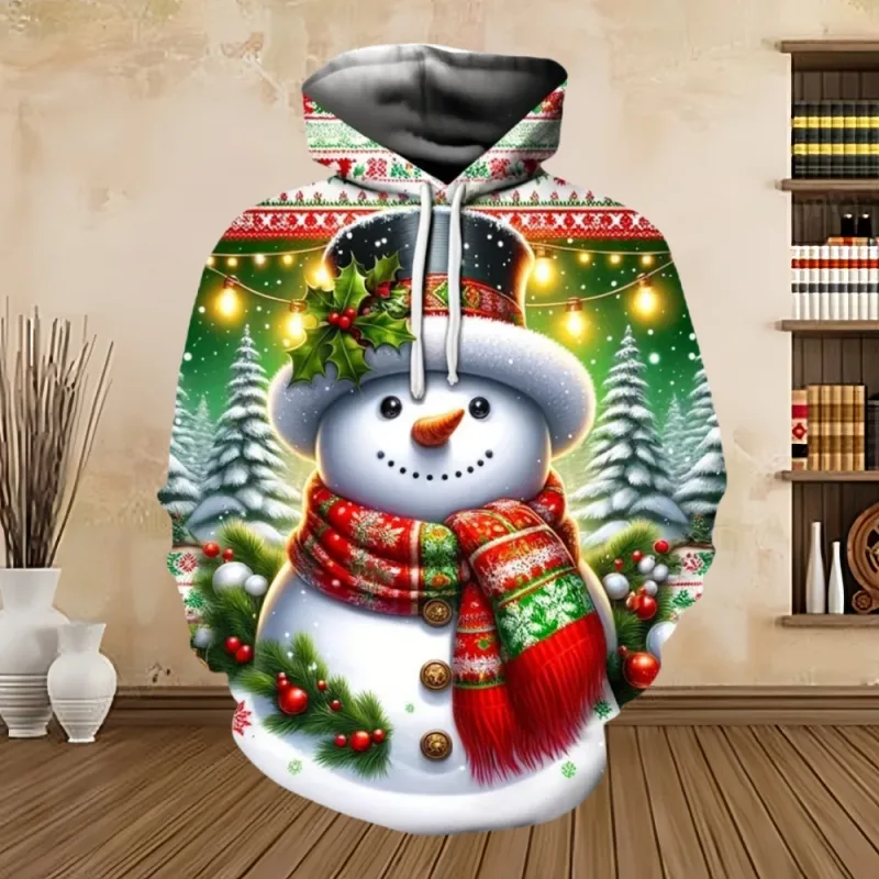 2025 Merry Christmas Graphic Sweatshirts Tree Pullover Hoodies for Men Clothes Santa Claus Hoody Snowman Sweatshirts Unisex Top — image 4