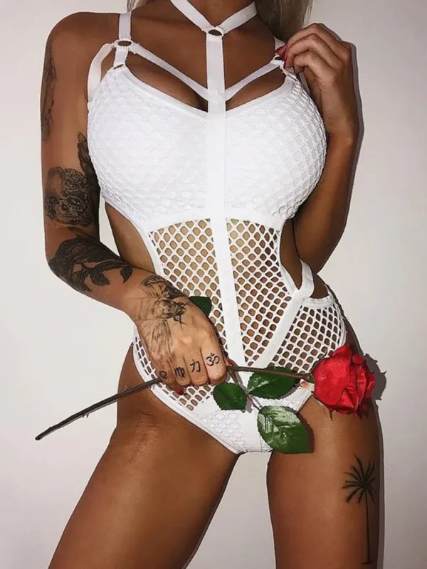 AltGoth Sexy Dark Academia Gothic Bodysuits Nightclub Punk Harajuku Streetwear Hollow Out See Through Jumpsuits Emo Alt Rompers