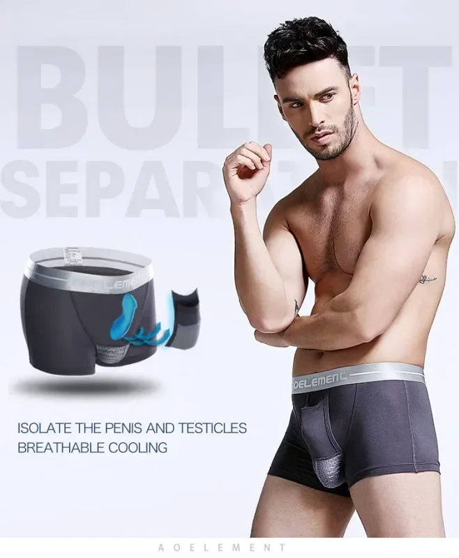 Bullet separate underwear Men's ventilated summer dry underpants Ice silk bag ice healthy boxers