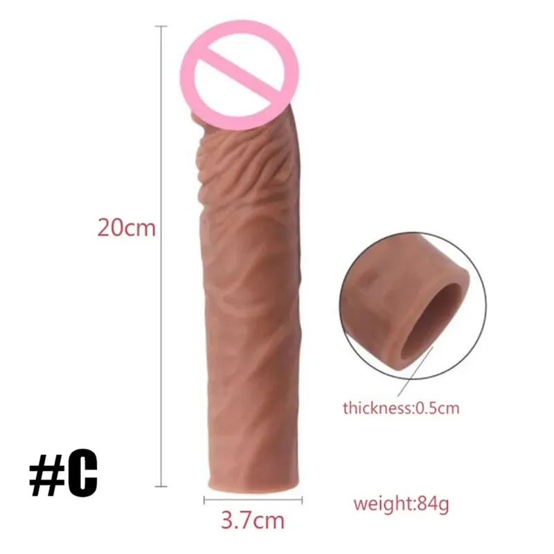 Realistico Estensione Del Pene Del Manicotto Del Rubinetto Riutilizzabile In Silicone Ingrandimento Del Pene Preservativi di Ritardo per Gli Uomini Dildo Enhancer Giocattoli Del Sesso Negozio Erotico