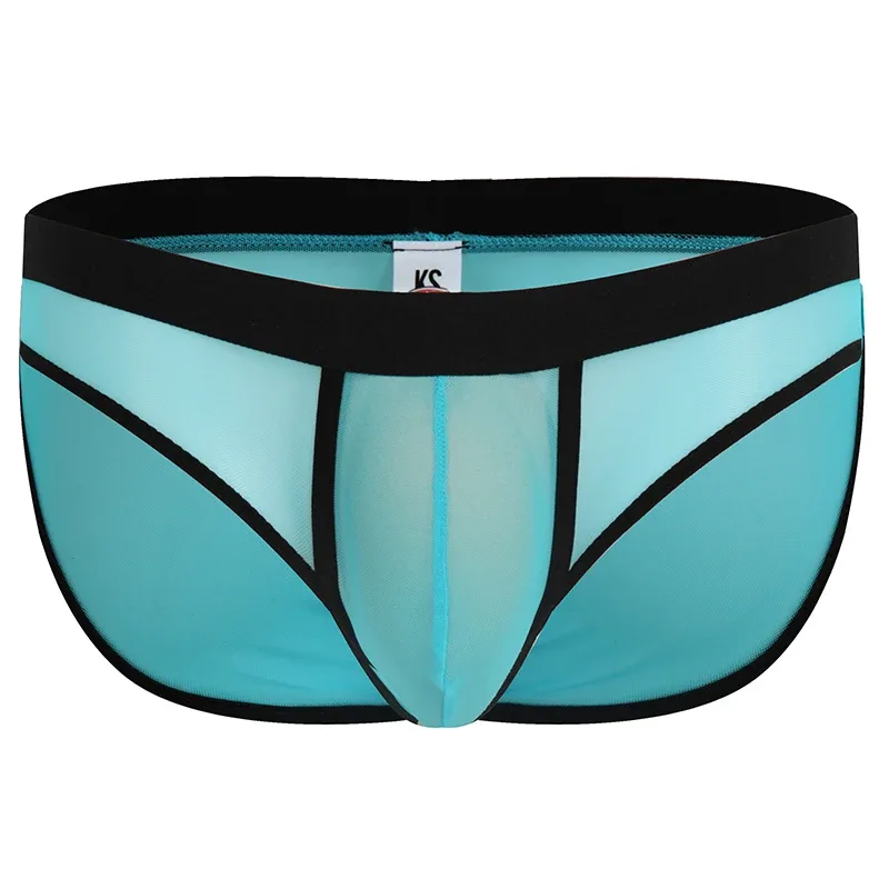 Fashion Solid Color Men Underwear Mesh Breathable Briefs Underpants Low Waist Trunks Male