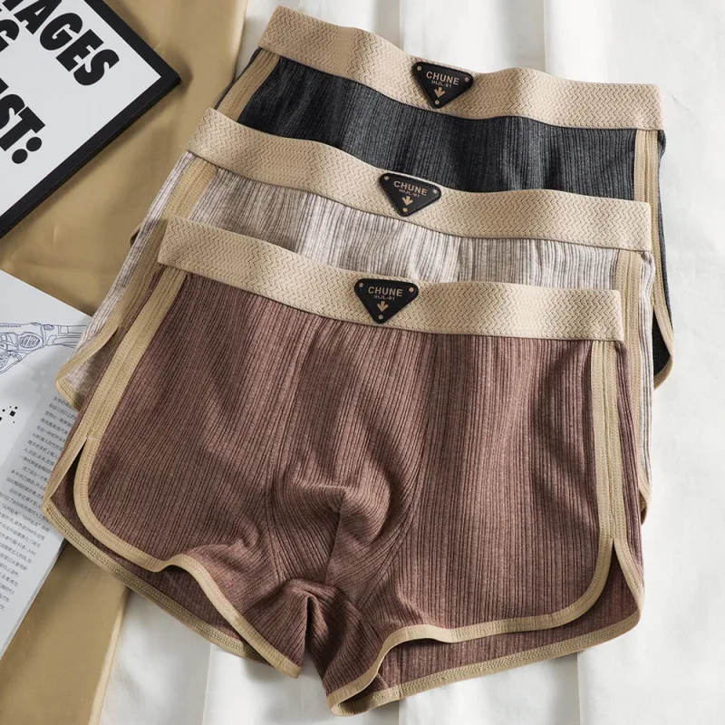 3 unidades/pacote 100% algodão sólido listrado calcinha masculina para 40-100kg malha respirável virilha cuecas boxers de cintura alta elástica
