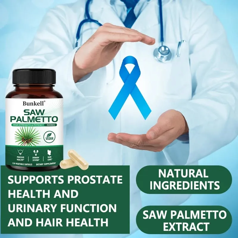 Saw Palmetto Capsules - Promotes Prostate Health Urinary Tract Support Reduces Hair Loss - Vegan