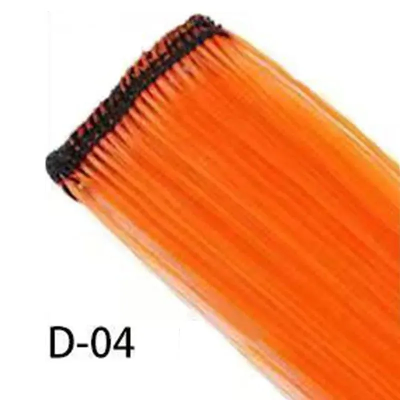 Synthetic 10Pcs colorful Hair Extensions Clip in Colored Party Highlights Extension for Kids Girls Long Straight Hairpiece