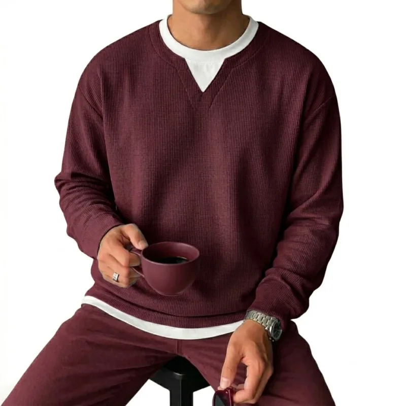 New Long Sleeve Sweatshirts for Men Casual T-Shirts Luxury Men's Coats Waffle Crew Neck Hoodie Men Poleron Breathable Tshirts
