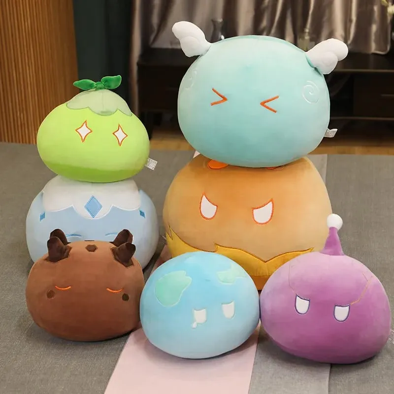 Baru 10Cm Proyek Anime Lucu Genshin Impact Slime Mainan Bantal Mewah Kawaii Kartun Anime Mainan Bantal Hadiah Ulang Tahun Natal untuk Anak-anak