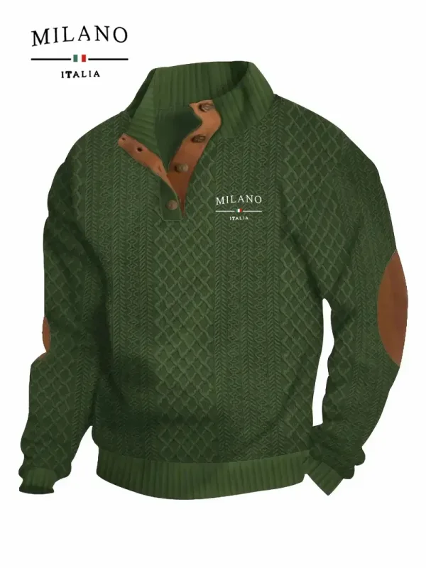 La felpa con cappuccio Henry con motivo italiano Milano è un pullover autunnale e invernale da uomo caldo, morbido e delicato sulla pelle