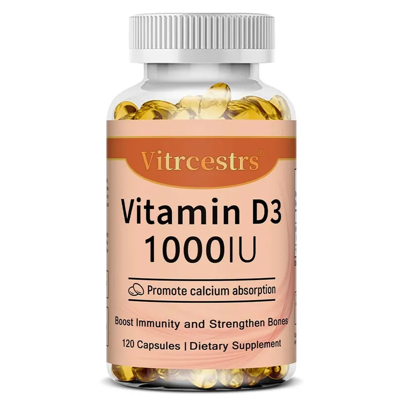 Vitamin D3 1000iu hỗ trợ miễn dịch Chức năng cơ bắp khỏe mạnh và sức khỏe xương - Non-GMO Gluten Free 120 Viên nang thực vật