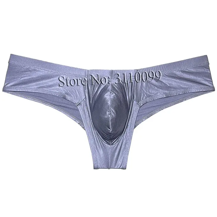 Men's Shiny Silk Mini Bikini Boxer Briefs Underwear Enhance Pouch Bikini Boxers