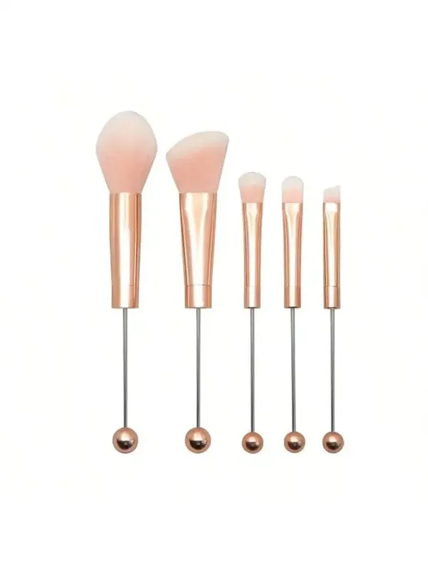 5pcs Beadable Makeup Brushes Unique Brushes Silicone Beads DIY Makeup Cosmetic Brushes Beaded Brushes Kit For DIY