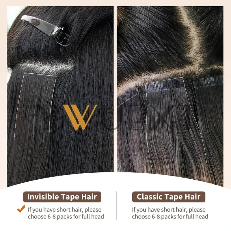 Invisible PU Skin Weft Hair Extensions Natural Straight Machine Remy Seamless Adhesive Tape In Human Hair 10pcs/pack — image 5
