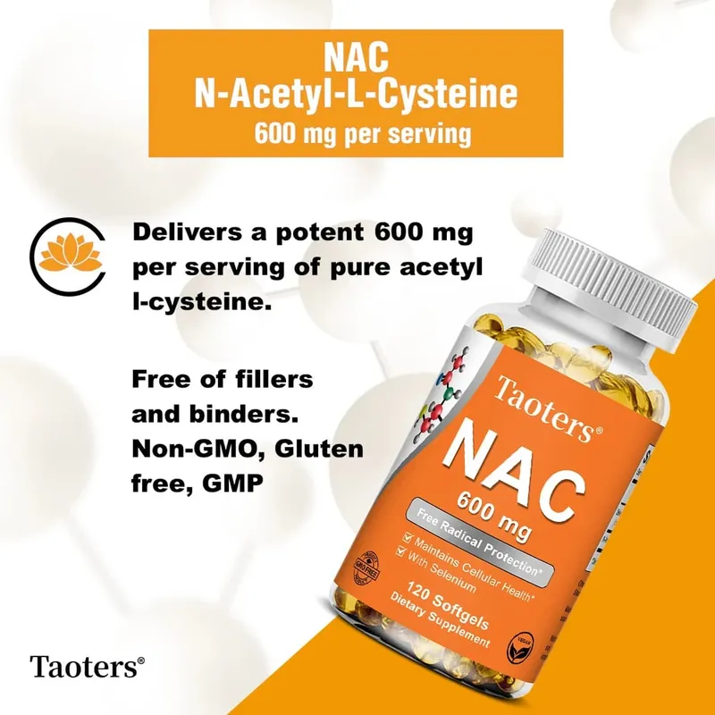 NAC Capsules 600mg - Support Skin Health Antioxidant Promotes Detoxification and Repair Enhance Immunity - Non-GMO