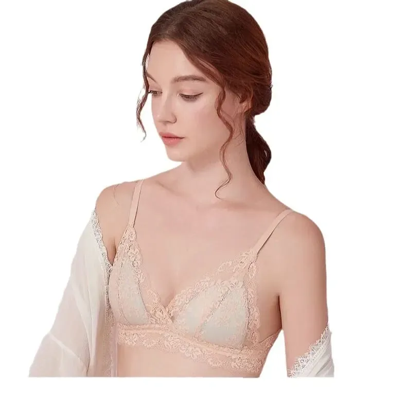 Lace Summer Ultra-thin Bra Underwear Women's Rabbit Ear Triangular Cup Bra Set