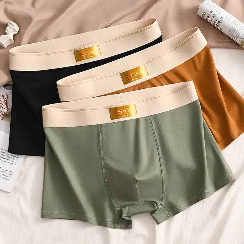 3Pcs Soft Cotton Men's Boxers Hombre Panties Man Breathable Underpants Sexy Sports Comfort Large Size L-4XL Male Boxers