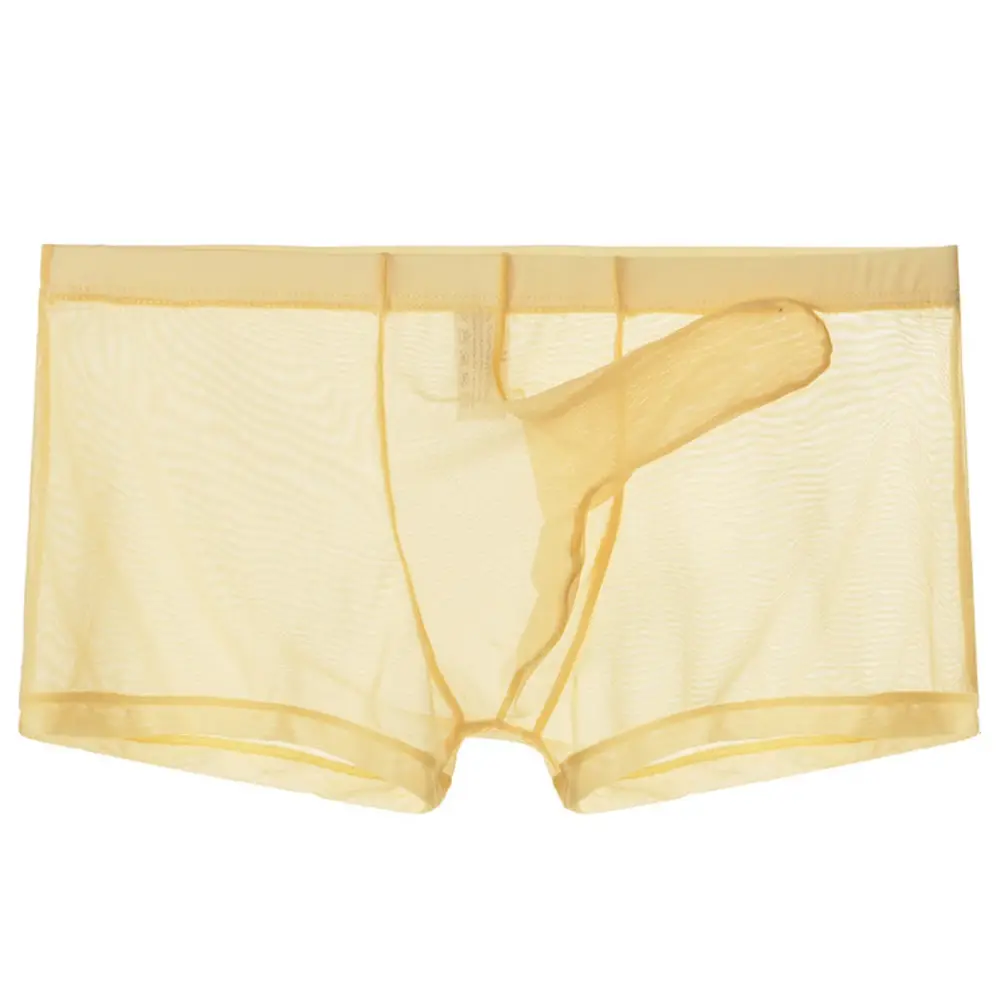 Biancheria intima leggera trasparente da uomo sexy in rete trasparente trasparente con boxer traspiranti, mutandine boxer maschili con separazione di proiettili