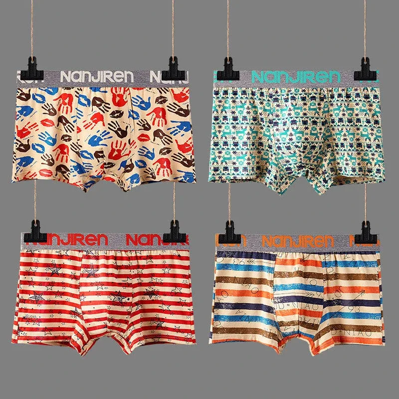 4Pcs Boxer Shorts Men's Underwear Sexy Panties Cotton Boxers Man Underpants Male Shorts Homme U Convex Lingerie Free Shipping