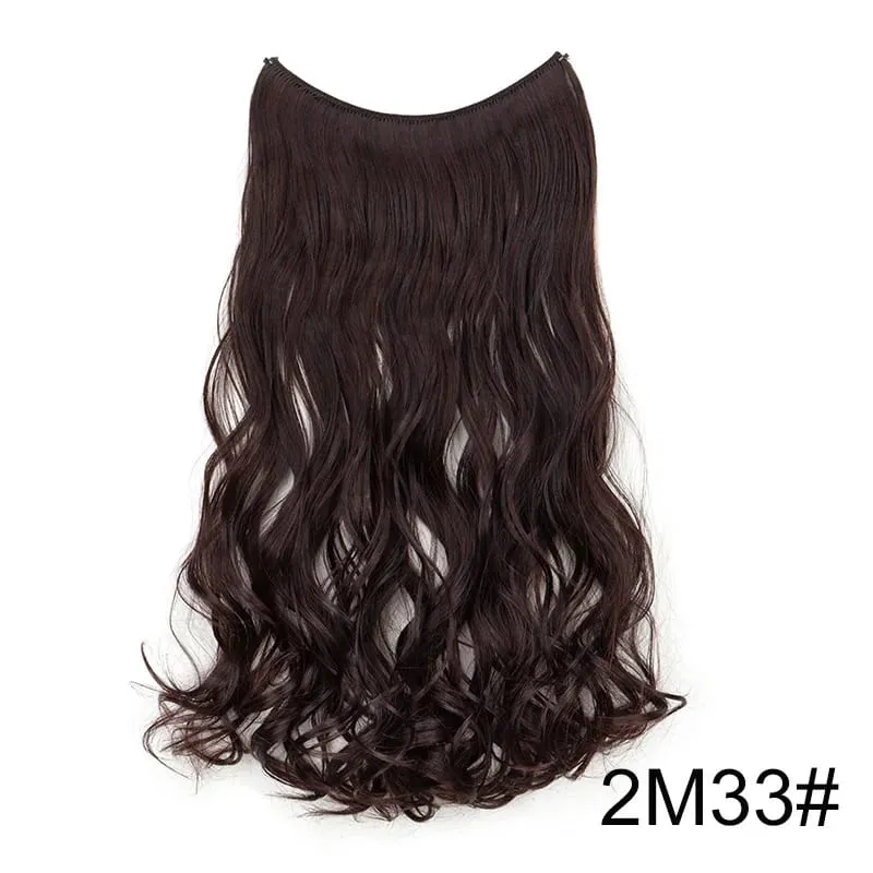 18Inch Synthetic Long Wavy Curly Halo Hair Invisible Fish Line Hair Extensions Heat Resistant Fiber Hairpiece For Women — image 12