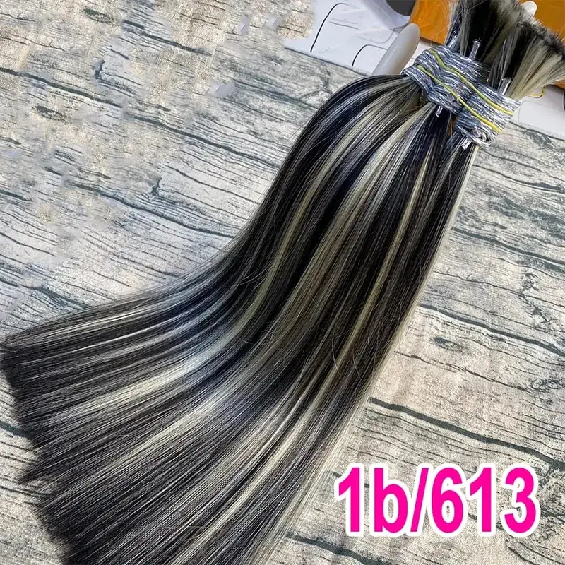 613 Striaght Human Hair No Weft 100% Virgin Bundles Highlight Original Bulk Extensions Russian Natural Unprocessed Blonde Braidi — image 10