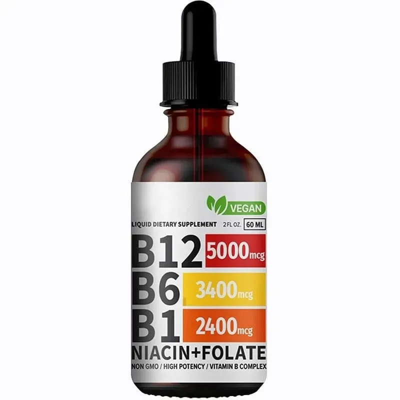 Vitamin B6 Drops Complex B12 B1 Folate Liquid Supplement Support Digestive System Drops Liquid Triple Absorption Liquid Drop