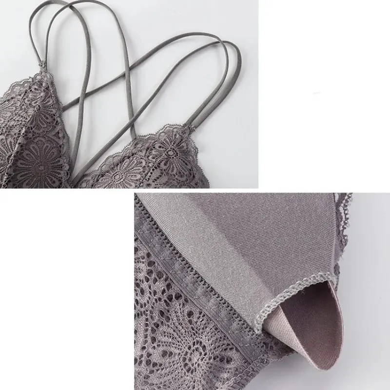 Women Lace Sexy Lingerie Set Push Up Bra Low-Rise Panties Underwear Set Sexy Wireless Bralette Comfort Breathable Brief Set