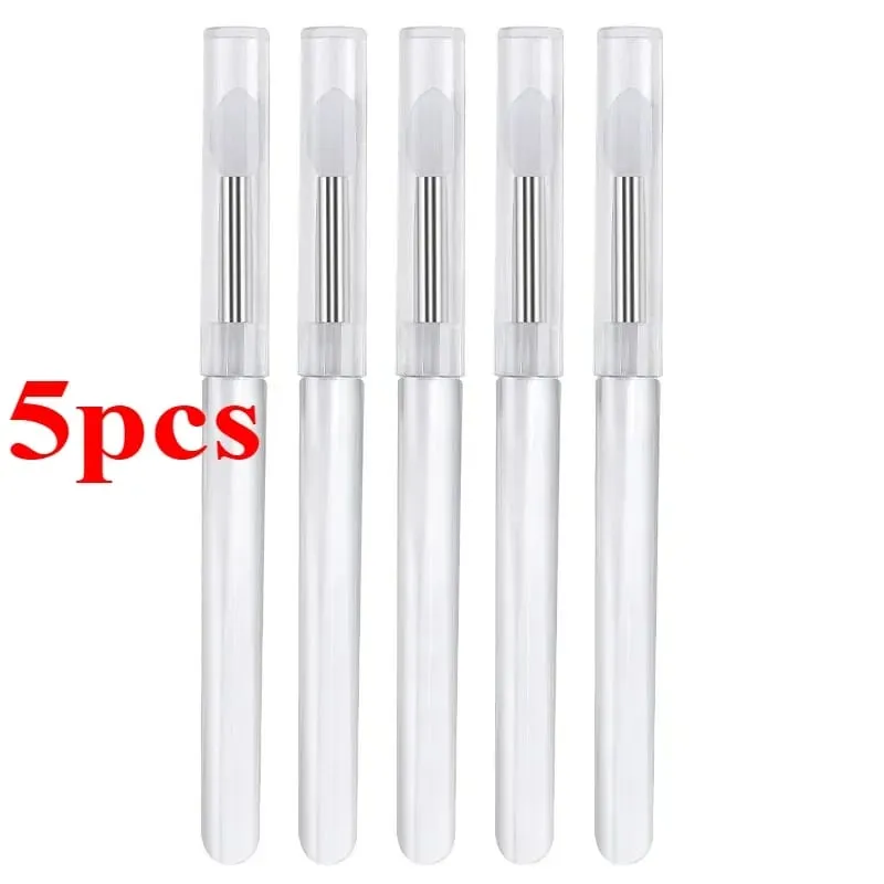3/5/10Pcs Soft Silicone Lipstick Brush Lip Stick Applicator Portable Clear Handle Clean Microbrush Lipgloss Beauty Tool