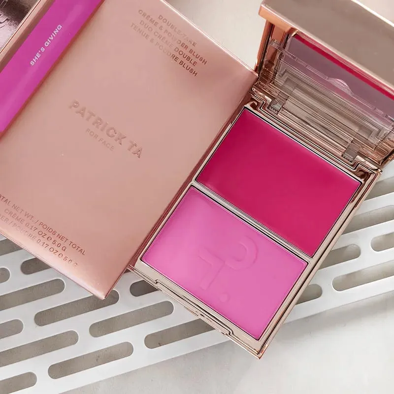 Patrick 2 in 1 Cream & Powder Blush Palette Dual Cheek Blush Duo Lasting Natural Brightening TA Makeup Cosmetics She's That Girl