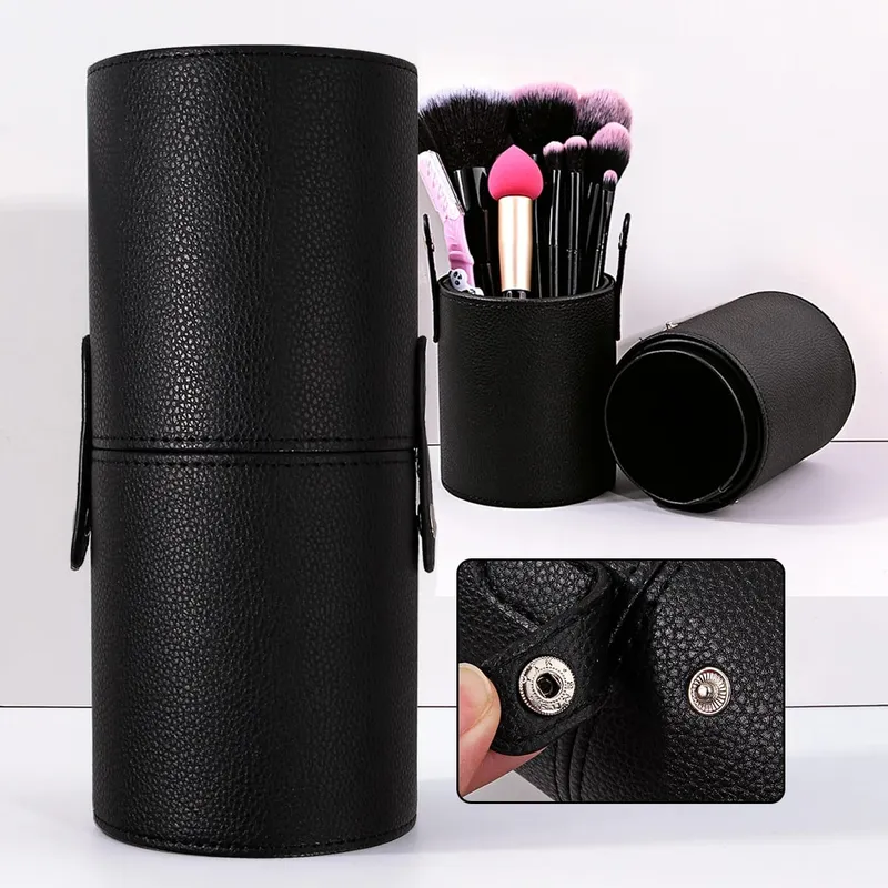 Makeup Brush Holder PU Leather Travel Empty Cosmetic Brushes Pen Bucket Makeup Artist Bag Brushes Organizer Make Up Tools — image 1