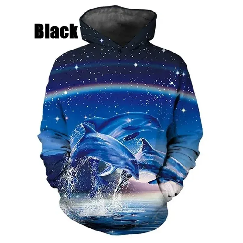 Hot Sale 3D Printing Dolphin Graphic Hoodies Casual Pullover Sweatshirts For Men Women Streetwear Oversized Hoodies For Kids — image 4