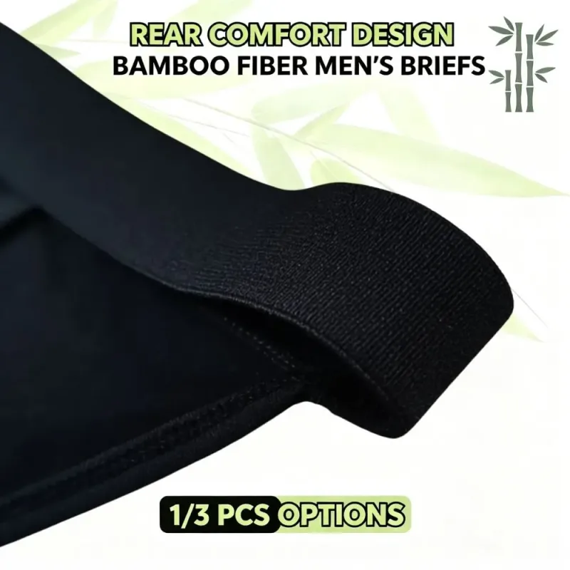 1 3-teiliges Set aus weicher Bambusfaser, hochgeschnittener Bikini-Slip für Herren, integrierter Beutel, feuchtigkeitsableitende Sportunterwäsche für das Training im Fitnessstudio