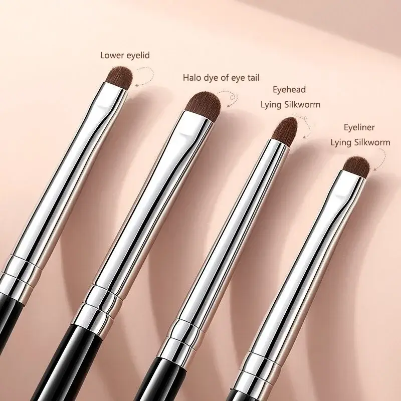 2/4pcs Eyeshadow Brush Set Soft Horse Hair Eyelid Highlighter Lying Silkworm Makeup Brushes Eyes Make Up Tools