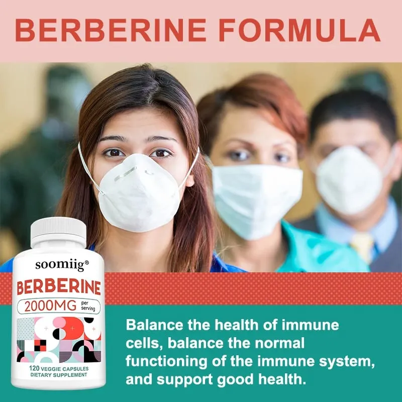 Berberine Capsules 2000mg Supports Heart Cardiovascular Health Digestion Liver Health Immunity & Metabolic Balance
