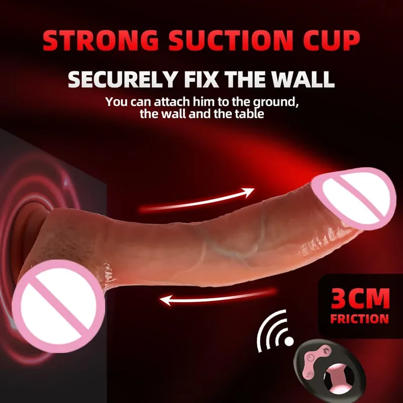 9.65 "empurrando grande vibrador de silicone com 10 modos de impulso, vibração e aquecimento, brinquedos sexuais de vibrador anal com ventosa