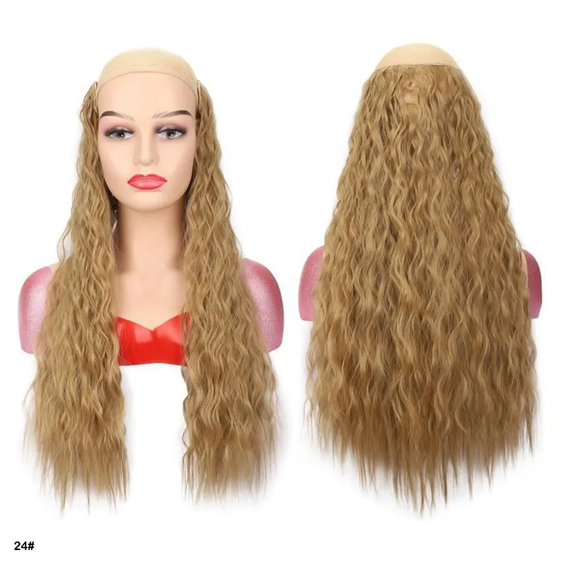 Synthetic Curly Hair Extensions Clip in One Piece 4Clips Deep Wave Long Hairpieces for Women Daily Use Party Hair Accessory