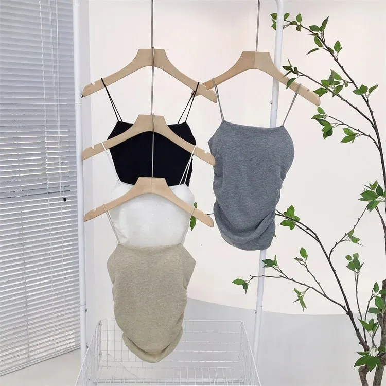 Soft Wool Padded Women's Cropped Crop Solid Sleeveless Basic Streetwear Corset Top Youthful Woman Clothes